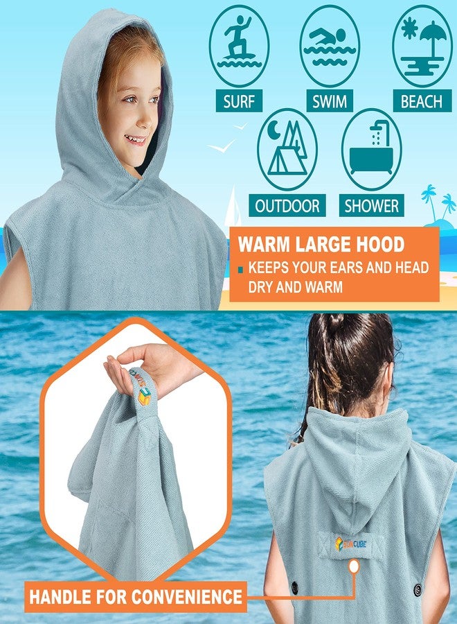 Suncube SUN CUBE Kids Changing Robe Surf Poncho, Kids Beach Towels, Hooded Towel for Toddler Bath Pool, Microfiber Quick Dry Wearable Towel Poncho with Hood, Swim Towel for Boys Girls 3-7 Years, Light Blue - Image 4